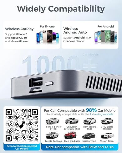 2026 Upgraded 3 in 1 Wireless CarPlay Adapter,Enhanced Cooling Fan,AI Magic Box Video Player for Apple iPhone&Android, Built-in Net-Flix YouTube Tiktok with 5.8GHz WiFi USB TF Card for OEM CarPlay Car in Saudi Arabia