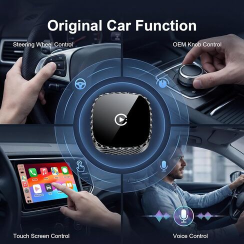 Wireless CarPlay Adapter for Apple iPhone & Android Auto 2026 Upgrade | Bluetooth & Wi-Fi, Plug & Play, 3X Fast Auto-Reconnect, No Latency, Convert Wired to Wireless Car Play Adapter (Black) in Kuwait