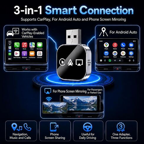 Car Accessories Screen Mirroring Adapter Auto Link Pro Carplay Movie Player 2026 TV for Apple Wireless Watch Bluetooth with iPhone Cute Gadgets Cool Electronics Automotive Video Drive in Saudi Arabia