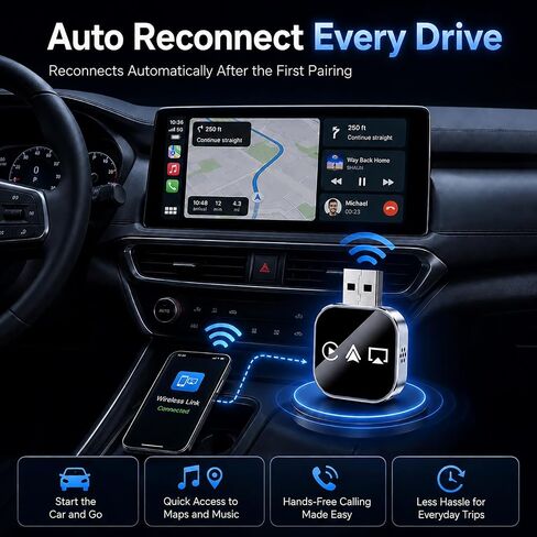 Car Accessories Screen Mirroring Adapter Auto Link Pro Carplay Movie Player 2026 TV for Apple Wireless Watch Bluetooth with iPhone Cute Gadgets Cool Electronics Automotive Video Drive in Saudi Arabia
