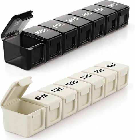 BUG HULL Weekly Pill Organizer Large 2 Packs, Extra Large Travel Pill Organizers, Pill Box 7 Day, Travel Pill Case, Medicine Pill Organizer for Vitamins, Supplements and Medications (Blue+Green) in Saudi Arabia