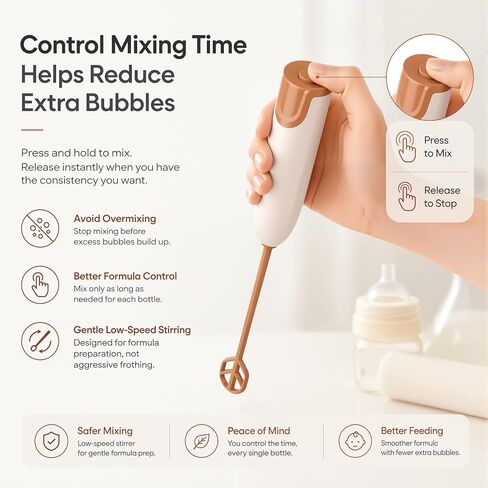 Handheld Electric Baby Formula Mixer with 2 Stirring Sticks, Battery Operated Bottle Mixer, Portable Low-Speed Stirrer for Baby Bottles, Formula, Protein Powder, Coffee, Home, Travel and Office Use in Saudi Arabia