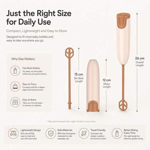 Handheld Electric Baby Formula Mixer with 2 Stirring Sticks, Battery Operated Bottle Mixer, Portable Low-Speed Stirrer for Baby Bottles, Formula, Protein Powder, Coffee, Home, Travel and Office Use in Saudi Arabia