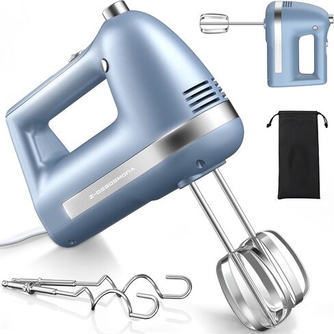 Electric Hand Mixer, Powerful Hand Mixer Electric Handheld with 304*(2*Beaters, 2*Dough Hooks),(1*Storage Bag) Hand Held Mixer with Turbo for Baking Cakes,Cream(Blue) in Saudi Arabia
