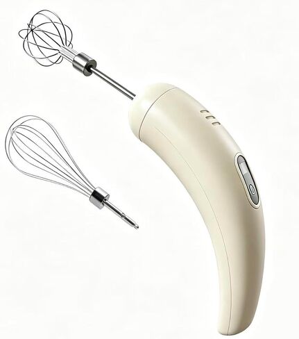 Cordless Hand Mixer with 5 Speed Modes, Handheld Electric Whisk, Hand Held Egg Beater with 2 Detachable Stir Whisks (White) in Saudi Arabia