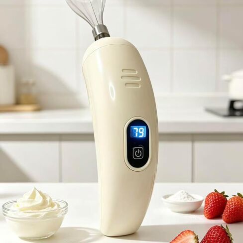 Cordless Hand Mixer with 5 Speed Modes, Handheld Electric Whisk, Hand Held Egg Beater with 2 Detachable Stir Whisks (White) in Saudi Arabia