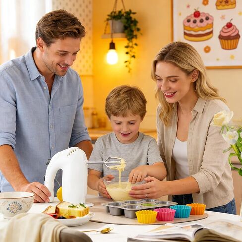 300W Hand Mixer Electric Handheld, 5 Speed Lightweight Kitchen Blender, Turbo Boost/Self-Control Speed Hand Held Beater Mixer with 4 Stainless Steel Whisks for Baking Cakes Eggs Cream, White in Saudi Arabia