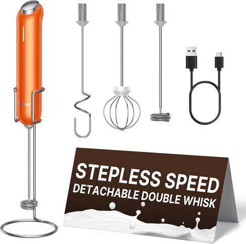 InstaWhisk Milk Frother with Variable Speed, Rechargeable Coffee Frother Wand with Detachable Double Whisk, Drink Mixer Handheld Electric Stirrer for Latte, Cappuccino, Matcha, Almond Milk, Protein in Saudi Arabia