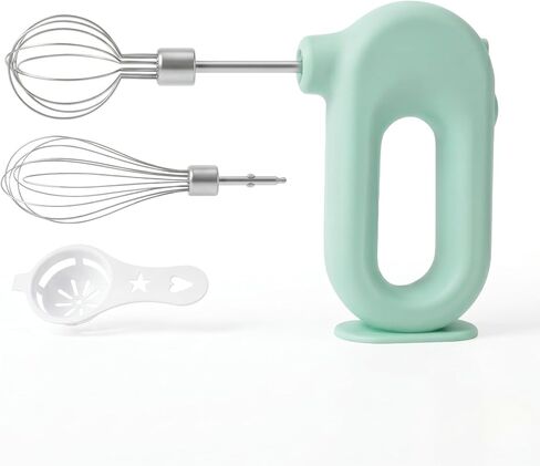 Colorful Mini Cordless Hand Mixer, Self-Standing USB Rechargeable Handheld Egg Beater with 4 Speeds & 2 Whisks, Lightweight Portable Electric Whisk for Kitchen Baking and Cooking(Green) in Saudi Arabia