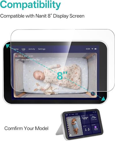 Tiga 2 Pack Tempered Glass Screen Protector Compatible with Nanit 8" Display Screen, 9H Hardness HD Clear Protective Film, Scratch Resistant Touch Sensitive Cover for Baby Monitor Screen in Saudi Arabia