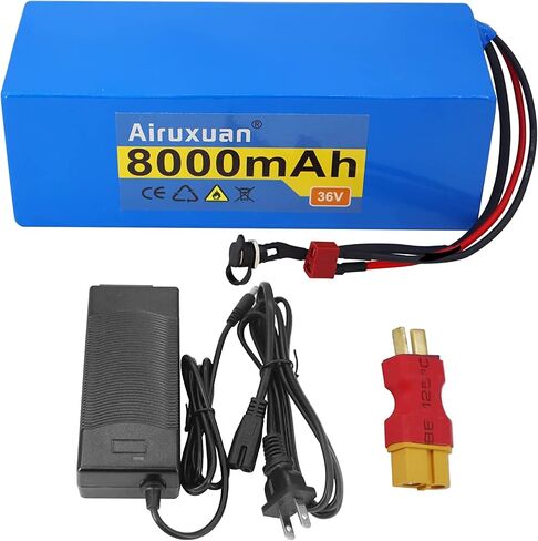 36V 12Ah Battery with 2A Charger, T-Plug, XT60 Connector and BMS for 250-550W Motor in Saudi Arabia