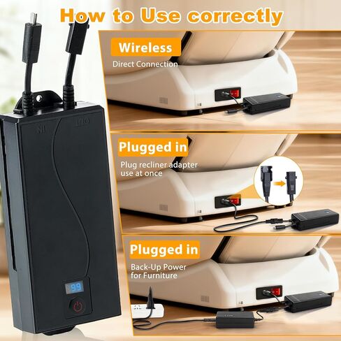 Universal Battery Pack for Reclining Furniture, 2500mAh Wireless Batteries for Reclining Furniture with 2 Pin, Rechargeable for Electric Recliner,Sofa,Couch,Lift Chair in Saudi Arabia