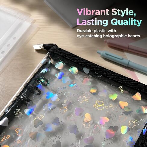 Heart Zipper Binder Loose-Leaf | Loose-leaf Binding | PVC Material | Metal and Textile Components | Photo Album Application | For Gifts | Loose Leaf in Saudi Arabia