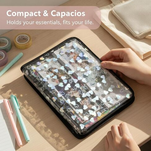 Heart Zipper Binder Loose-Leaf | Loose-leaf Binding | PVC Material | Metal and Textile Components | Photo Album Application | For Gifts | Loose Leaf in Saudi Arabia