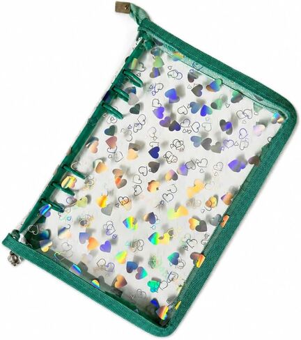 Holographic Heart Zipper Binder | Loose-leaf Binding, Photo Album Application, Secure Zipper Closure, Metal Rings, For Planner in Kuwait