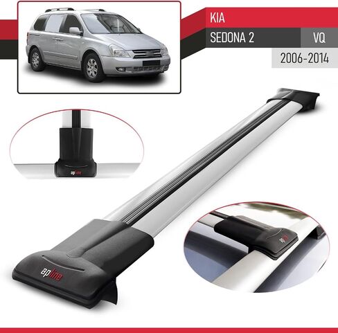 Compatible with Kia Sedona (VQ) 2006-2014 Car Roof Rack Cross Bar FLY Model GREY in Saudi Arabia