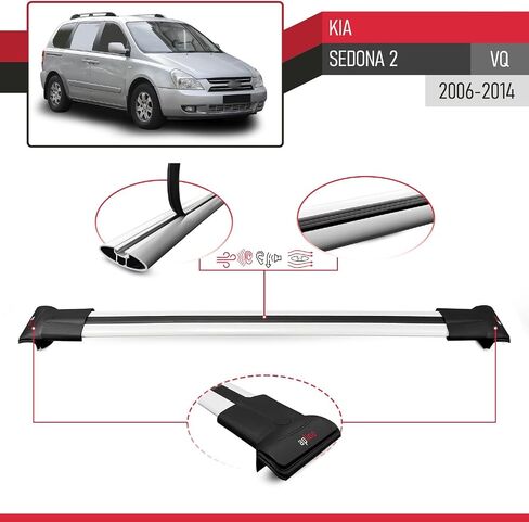 Compatible with Kia Sedona (VQ) 2006-2014 Car Roof Rack Cross Bar FLY Model GREY in Saudi Arabia