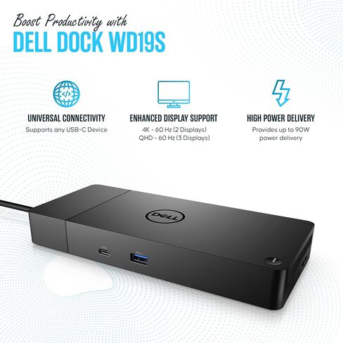 Dell WD19S Docking Station Dual Monitor - 180W USB-C Dock, HDMI DisplayPort | Features mini-DisplayPort, 2x USB-C & 3x USB-A 3.0 for full expansion in Saudi Arabia