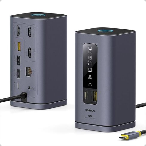 Baseus Spacemate Docking Station 11-in-1 with Triple Display for Windows | 2 x HDMI 1 x DP 4K @ 60Hz, 3 x USB-A/C 10 Gbps, 1 Gbps Ethernet, 100 W PD, compatible with laptop Dell/HP/Mac/Lenovo/Acer in Kuwait