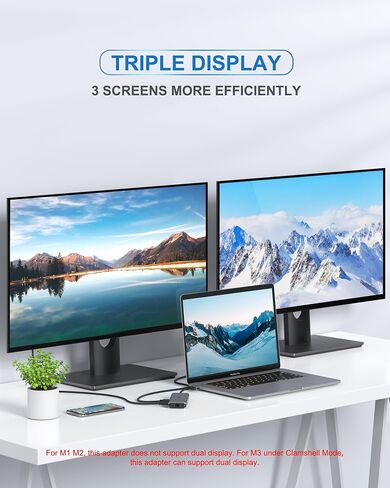 MOKiN MacBook Pro Docking Station Dual Monitor MacBook Pro/Air HDMI Adapter | 9 in 1 USB C Adapters for MacBook Pro Air Mac HDMI Dock Dongle Dual USBC to Dual HDMI,Ethernet,3USB,SD/microSD,100W PD in Saudi Arabia