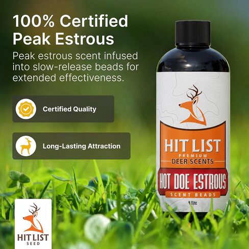 Hit List Seed® Hot Doe Scent Beads [4OZ] - Doe Scent for Deer Hunting - Versatile Application - Hunter Trusted Quality - Made in USA | Doe Scent for Deer Hunting in Saudi Arabia