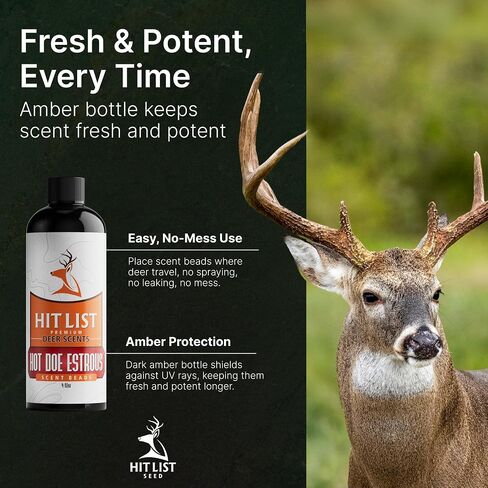 Hit List Seed® Hot Doe Scent Beads [4OZ] - Doe Scent for Deer Hunting - Versatile Application - Hunter Trusted Quality - Made in USA | Doe Scent for Deer Hunting in Saudi Arabia