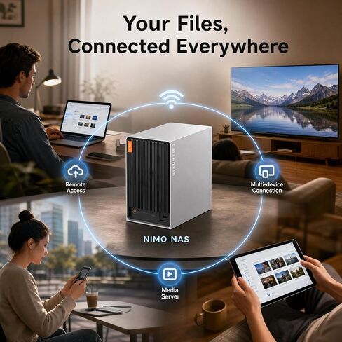 NIMO AI NAS, Agentic Computer Mini PC and AI Server, Intel Core Ultra 5 320 (up to 4.6 GHz, beat AI 5 340) up to 132TB ZFS Hybrid Storage, for 24hr AI Agent in Saudi Arabia