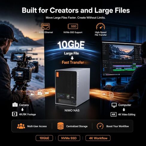 NIMO AI NAS, Agentic Computer Mini PC and AI Server, Intel Core Ultra 5 320 (up to 4.6 GHz, beat AI 5 340) up to 132TB ZFS Hybrid Storage, for 24hr AI Agent in Saudi Arabia