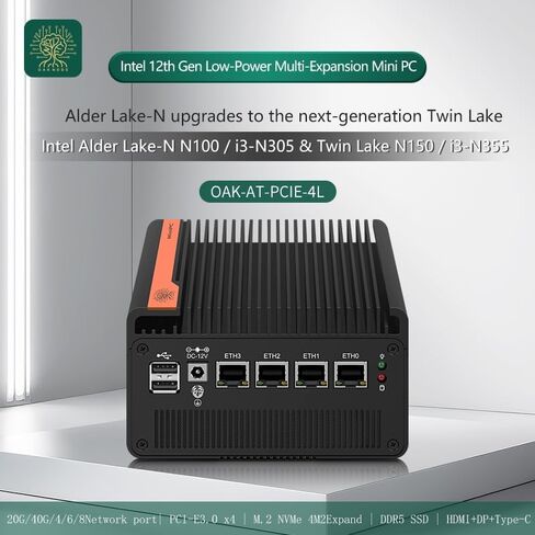 Firewall Appliance 10GbE Mini PC with SFP+, Intel Alder Lake N100 (4C/4T) 4xIntel I226-V 2.5GbE 2*Intel 82599ES 10GbE Firewall LTE Router Support AES-NI (N150, NO RAM NO ROM) in Saudi Arabia