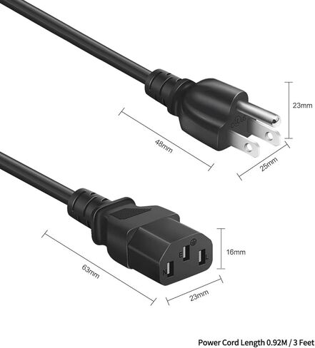 3 Prong Universal Kitchen Appliance AC Power Cord 3FT 10A 125V 18AWG | Replacement Cord Fits IPowerXL Smokeless Grill, Rice Cooker, Power Quick Pot, Soy Milk Maker and More Devices in Saudi Arabia