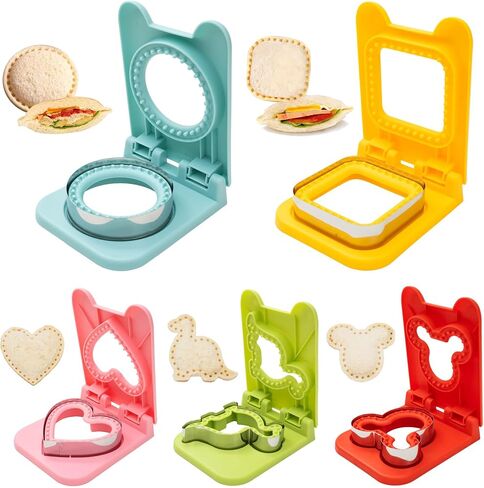 Uncrustable Sandwich Cutter, Crustless Sandwich sealer, Cut and Seal | Sandwich maker for kids lunch, 5PC Five shapes Sandwich mold accessories for toddler Lunchbox and Breakfast,Bento Box in Saudi Arabia