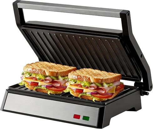 Panini Press Grill, Standard 2-Slice Sandwich Maker with Non-Stick Plates, 1200W Sandwich Press Electric Indoor Grill, Opens 180° for Any Size of Food, Stainless Steel Surface and Removable Drip Tray in Saudi Arabia