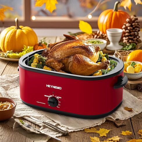 20 Quart Electric Roaster Oven, Turkey Roaster Oven Buffet with Self-Basting Lid, Removable Pan, Cool-Touch Handles, Stainless Steel, Silver in Saudi Arabia