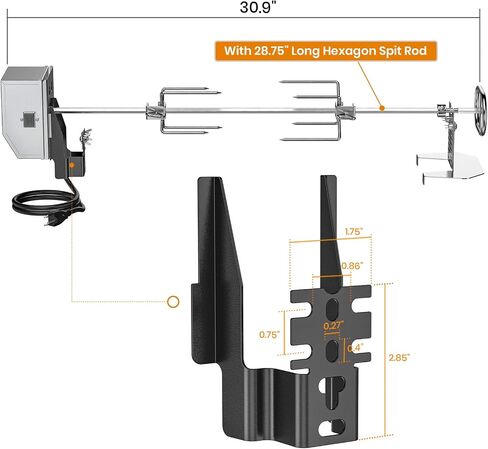 onlyfire Stainless Steel Grill Rotisserie Kit for Most Gas Grills | With 6W/110V Electric Motor, 28 x 0.35" Hexagon Spit Rod in Kuwait