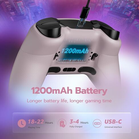 ISHAKO Wireless Gaming Controller – 1000Hz Polling, 1200mAh Battery PC Controller, Back Buttons, Hall effect Joystick, Hall Triggers, 3-Mode Triggers 2.4G&Bluetooth Controller for PC/Steam/iPhone/Android/Switch -Metallic Berry Powder in Saudi Arabia