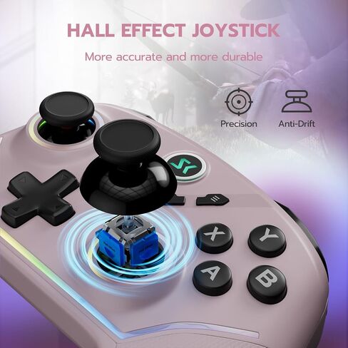 ISHAKO Wireless Gaming Controller – 1000Hz Polling, 1200mAh Battery PC Controller, Back Buttons, Hall effect Joystick, Hall Triggers, 3-Mode Triggers 2.4G&Bluetooth Controller for PC/Steam/iPhone/Android/Switch -Metallic Berry Powder in Saudi Arabia