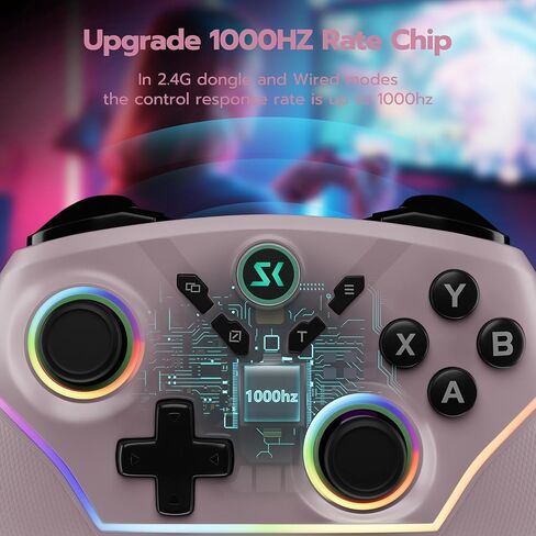 ISHAKO Wireless Gaming Controller – 1000Hz Polling, 1200mAh Battery PC Controller, Back Buttons, Hall effect Joystick, Hall Triggers, 3-Mode Triggers 2.4G&Bluetooth Controller for PC/Steam/iPhone/Android/Switch -Metallic Berry Powder in Saudi Arabia