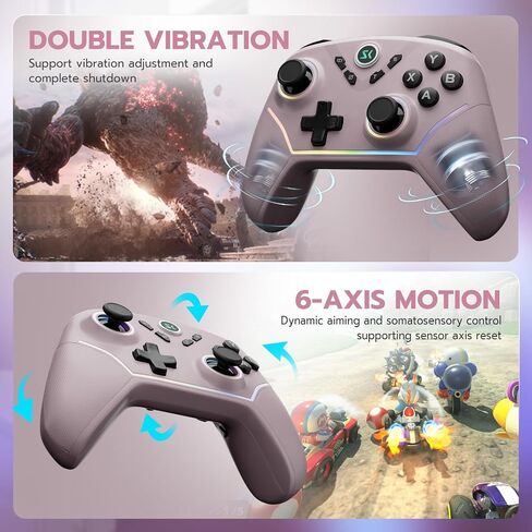ISHAKO Wireless Gaming Controller – 1000Hz Polling, 1200mAh Battery PC Controller, Back Buttons, Hall effect Joystick, Hall Triggers, 3-Mode Triggers 2.4G&Bluetooth Controller for PC/Steam/iPhone/Android/Switch -Metallic Berry Powder in Saudi Arabia