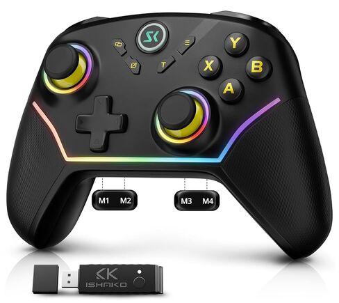 ISHAKO Wireless Gaming Controller – 1000Hz Polling, 1200mAh Battery PC Controller, Back Buttons, Hall effect Joystick, Hall Triggers, 3-Mode Triggers 2.4G&Bluetooth Controller for PC/Steam/iPhone/Android/Switch -Metallic Berry Powder in Saudi Arabia