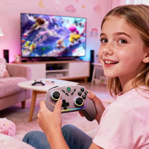 ISHAKO Wireless Gaming Controller – 1000Hz Polling, 1200mAh Battery PC Controller, Back Buttons, Hall effect Joystick, Hall Triggers, 3-Mode Triggers 2.4G&Bluetooth Controller for PC/Steam/iPhone/Android/Switch -Metallic Berry Powder in Saudi Arabia