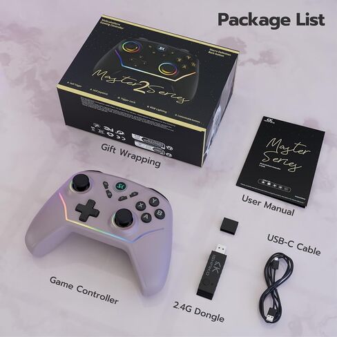 ISHAKO Wireless Gaming Controller – 1000Hz Polling, 1200mAh Battery PC Controller, Back Buttons, Hall effect Joystick, Hall Triggers, 3-Mode Triggers 2.4G&Bluetooth Controller for PC/Steam/iPhone/Android/Switch -Metallic Berry Powder in Saudi Arabia