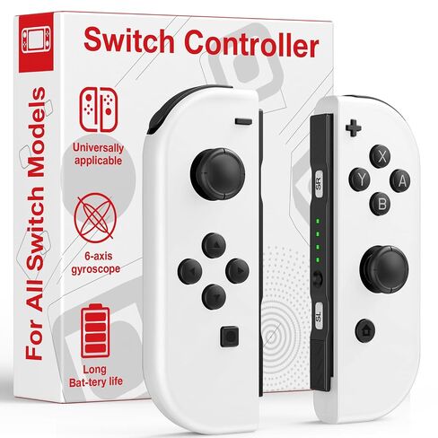 FFSTARYM Compatible with Nintendo Switch Controller, Upgraded Switch Controllers for Switch/Lite/OLED, with/Dual Vibration/Motion/Wake-up/Screenshot (White) in Saudi Arabia