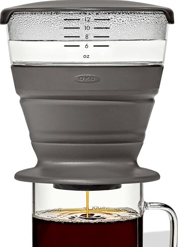 OXO Brew Collapsible Pour-Over Travel Coffee Maker with Storage Case | Portable coffee maker for camping, backpacking, and on-the-go, fits different mug sizes, compact, stores neatly in case in Kuwait