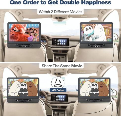 12.5" Dual Car DVD Player for Kids, Headrest Entertainment System | Rechargeable Car DVD Player with 1080P Dual Screens, Support HDMI Input/USB/CD,Triple Power Supply for Long Road Trips in Saudi Arabia