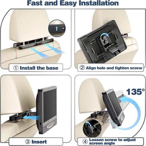 12.5" Dual Car DVD Player for Kids, Headrest Entertainment System | Rechargeable Car DVD Player with 1080P Dual Screens, Support HDMI Input/USB/CD,Triple Power Supply for Long Road Trips in Saudi Arabia