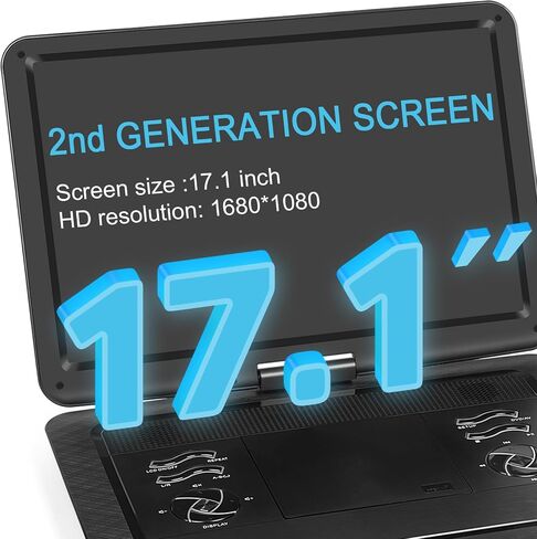 HOPYOP 19.6" Portable DVD Player 17.1" Swivel HD Screen, 5000mAh | 5-6 Hours Playback, USB/SD Card, Sync TV, Region-Free, Powerful Dual Speakers, for Home Theater, Black in Saudi Arabia