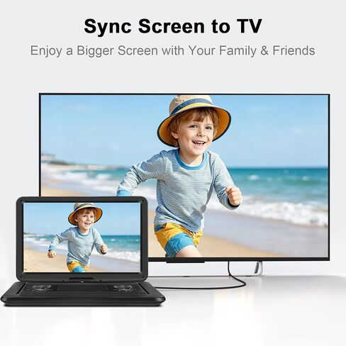 HOPYOP 19.6" Portable DVD Player 17.1" Swivel HD Screen, 5000mAh | 5-6 Hours Playback, USB/SD Card, Sync TV, Region-Free, Powerful Dual Speakers, for Home Theater, Black in Saudi Arabia