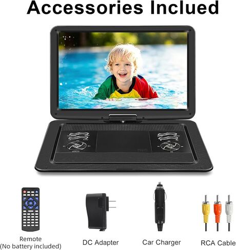 HOPYOP 19.6" Portable DVD Player 17.1" Swivel HD Screen, 5000mAh | 5-6 Hours Playback, USB/SD Card, Sync TV, Region-Free, Powerful Dual Speakers, for Home Theater, Black in Saudi Arabia
