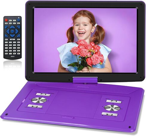 HotHat 19.6" Portable DVD Player 17.1" HD Screen, 6H Battery, Car Charger | 270° Swivel Screen, Region-Free, USB/SD up to 32GB, Sync to TV, Dual Speakers, for Road Trips & Family Movie Nights in Saudi Arabia