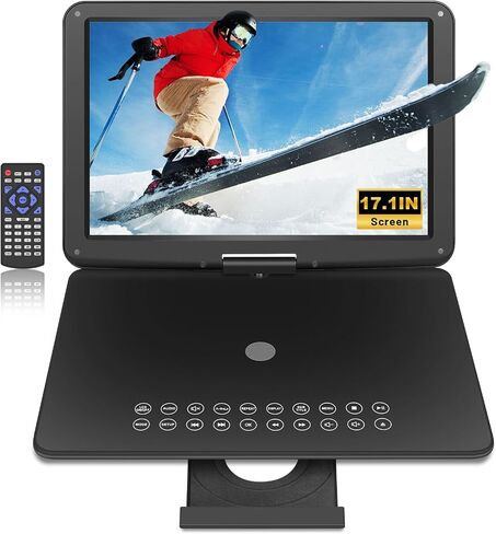 19.6" Portable DVD Player with 17.6’’ Large HD Screen, 4-5Hrs Play, DVD Player Portable with Dual Speaker, Last Memory, Support SYNC TV/USB/SD Card, Play All Discs Format, Black | 4-5Hrs Play, Large DVD Player Portable with Dual Speakers, Last Memory, 270 in Saudi Arabia